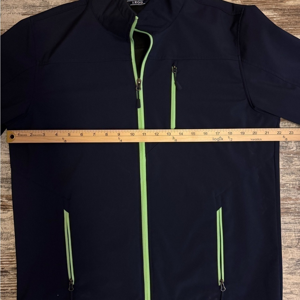 Izod Men's Full Zip Jacket Medium Neon Green - Picture 2 of 5
